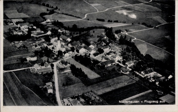 Postcard Niederhausen am Rhein Rheinhausen im Breisgau, aerial photograph