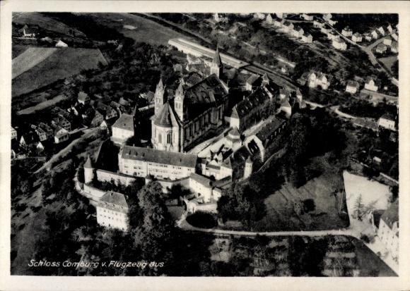 Postcard Comburg Schwäbisch Hall in Württemberg, aerial photograph of the castle architecture, surroundings