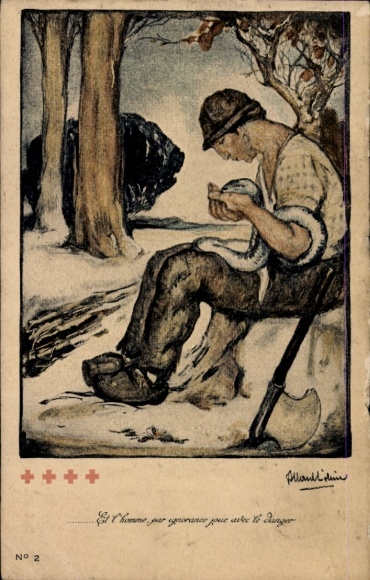 Artist PC Allard L'Olivier, Et l'homme, par ignorance jooue avec le danger, Belgian Red Cross
