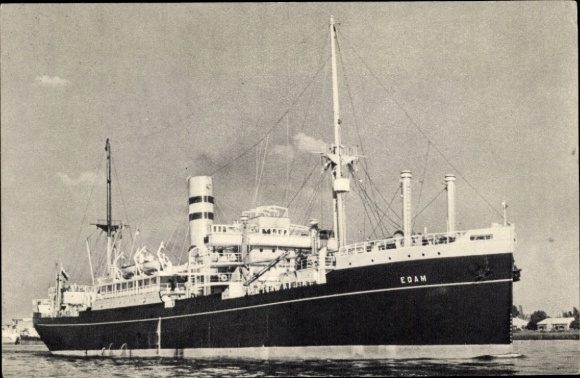 Postcard steamer SS Edam leaves the port, Holland Amerika Line