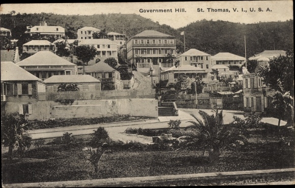 Postcard Saint Thomas US Virgin Islands, Government Hill