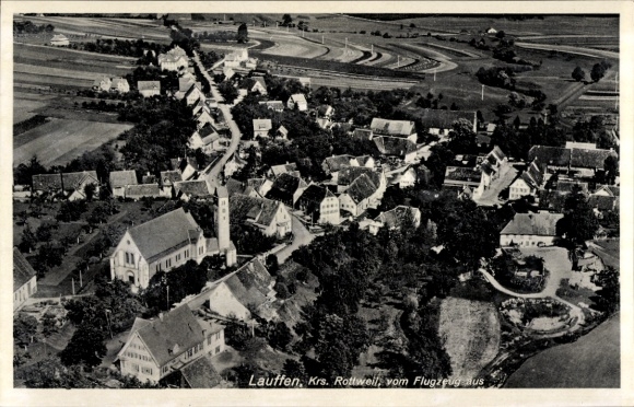 Postcard Lauffen am Neckar district Heilbronn, aerial photograph, church