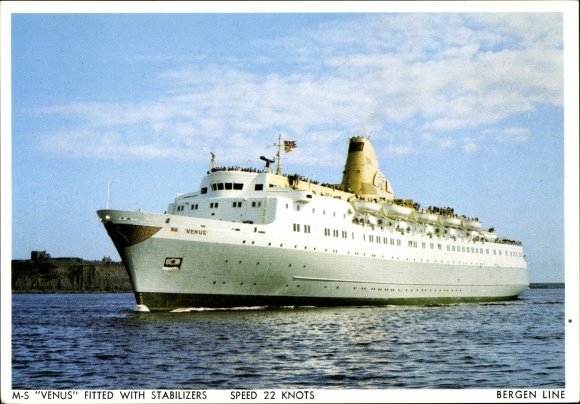 Ak stoomschip MS Jupiter, Bergen Line, stoomboot