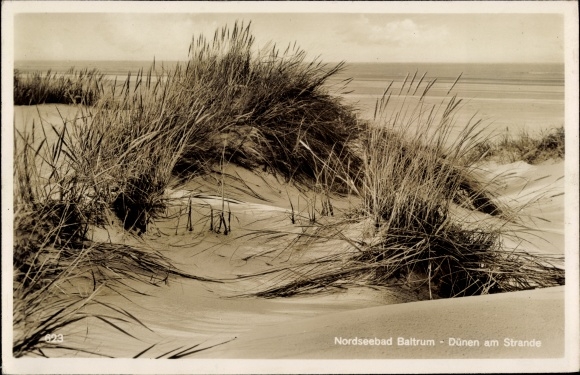 Postcard Insel Baltrum in Ostfriesland, dunes on the beach
