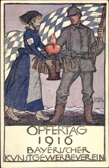 Artist PC Klein, Richard, day of sacrifice 1916, Bavarian arts and crafts association