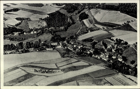 Postcard Bösenbrunn in the Vogtland, aerial photograph