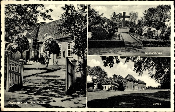 Ak Owschlag in Sleeswijk-Holstein, oorlogsceremonies, school