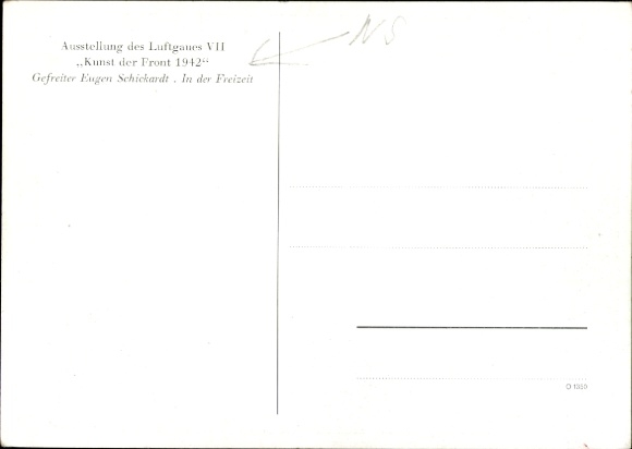 Artist Postcard Exhibition of the Air District VII, Private Eugen Schickardt, In his Leisure Time, 1942