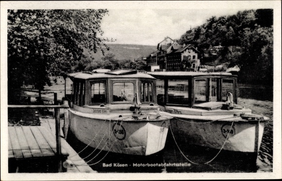 Postcard Bad Kösen Naumburg an der Saale, motor boat departure point