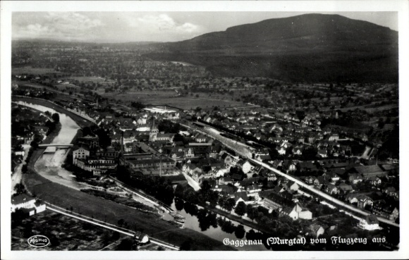 Postcard Gaggenau in the Murgtal Black Forest, aerial view of Murgtal, river, mountains