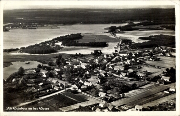 Postcard Alt Schadow in the Spreewald, aerial photograph, Klinke