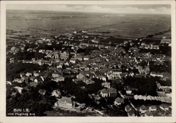 Postcard Bühl in Baden Black Forest, aerial photograph