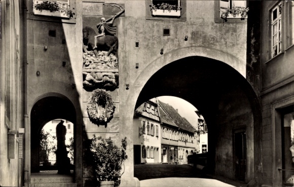 Postcard Ettlingen in Baden, war memorial at the town hall