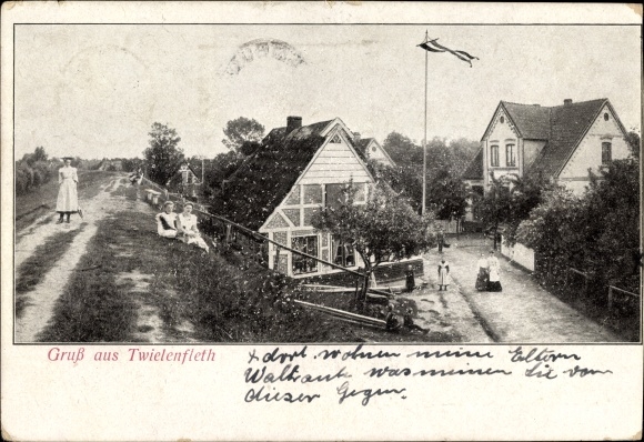 Ak Twielenfleth in Niedersachsen, Dorfansicht, Anwohner