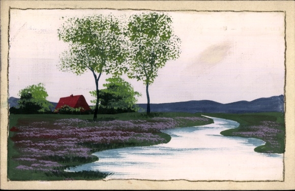 Hand-painted PC village idyll, river