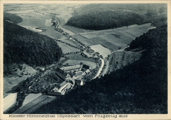 Postcard Spessart Ettlingen in Baden, aerial photograph, Himmelthal Monastery