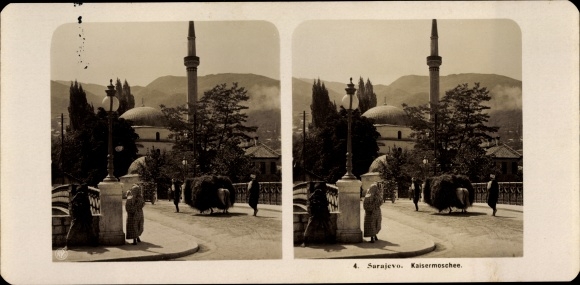 Stereo photo Sarajevo Bosnia Herzegovina, around 1905, Imperial Mosque