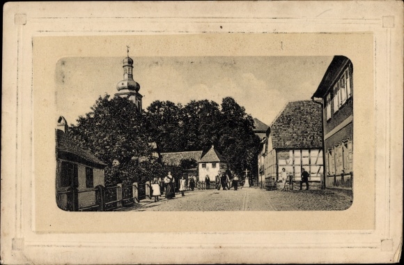 KP passepartout tłoczona Rheinzabern in der Pfalz, widok na kościół