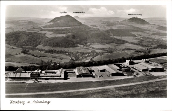 Postcard Schwäbisch Gmünd in the Ostalbkreis, Hornberg air base, aerial photograph