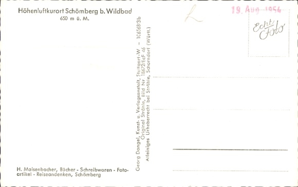 Postcard Schömberg in the Black Forest Württemberg, aerial photograph
