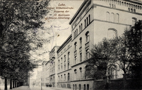 Ak Lehe Bremerhaven, Kaiser Wilhelmstraße, Kaserne der III. Matrosen-Artillerie-Abteilung