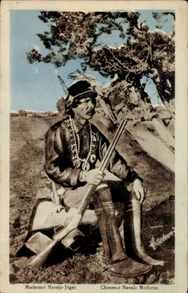 Postcard Modern Navajo Hunter