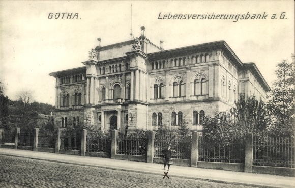 Postcard Gotha in Thuringia, life insurance bank a. G.