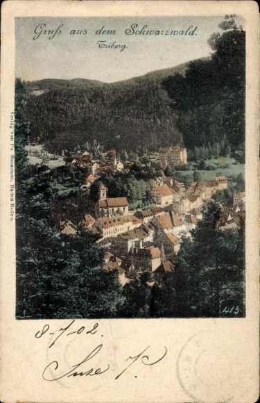 Ak Triberg im Schwarzwald, Bild vom Schwarzwald, Stadtansicht, farbige Postkarte, historische ...