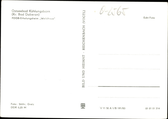 Postcard Baltic resort Kühlungsborn, FDGB convalescent home Waldhaus