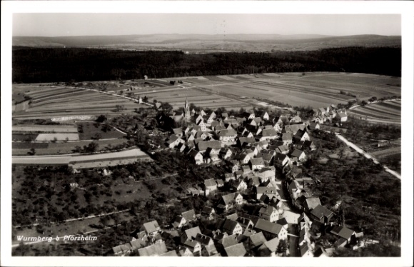 Postcard Wurmberg in Württemberg, aerial photograph