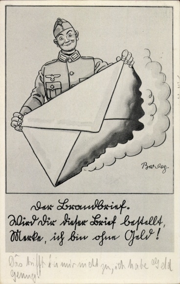 Künstler Ak Barlog, Der Brandbrief, Wehrmachtsoldat