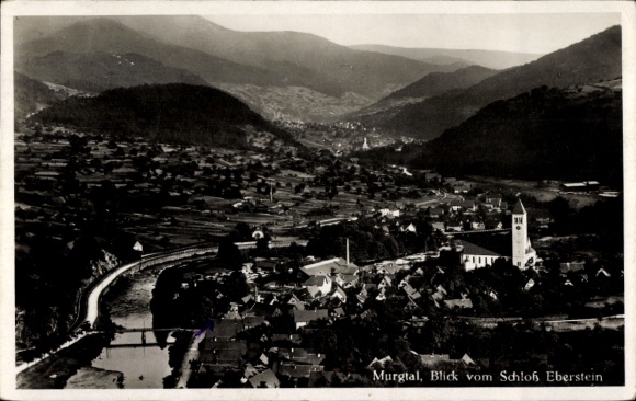 Postcard Gernsbach in the Murgtal Black Forest, Eberstein Castle, view from the castle
