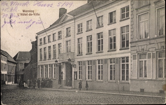 Postcard Wervik Wervicq West Flanders, Hotel de Ville