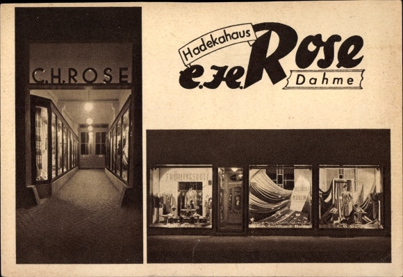 Postcard Dahme in the Mark, Hadekahaus CH Rose, shop window