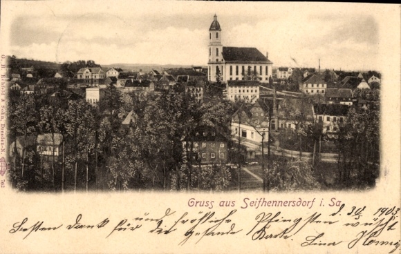 Postcard Seifhennersdorf in Upper Lusatia Saxony, general view