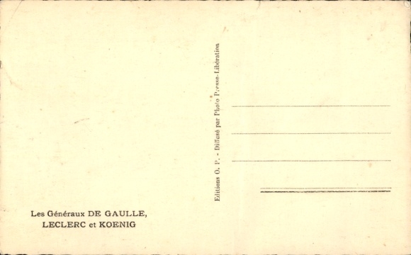 CPA Les Generaux de Gaulle, Leclerc et Koenig