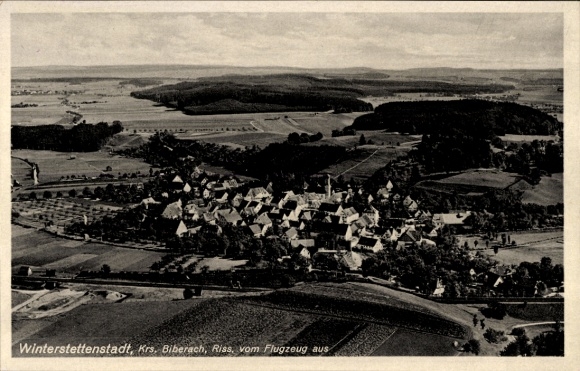 Postcard Winterstettenstadt Ingoldingen, aerial photo of Krs. Biberach