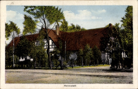 Postcard Heimstatt Freistatt in Lower Saxony, residential building, street