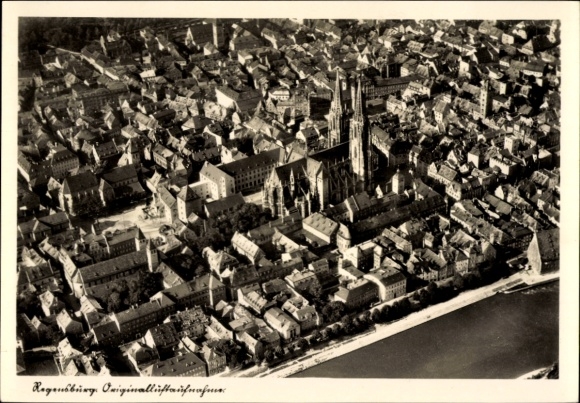 Postcard Regensburg on the Danube Upper Palatinate, aerial photograph