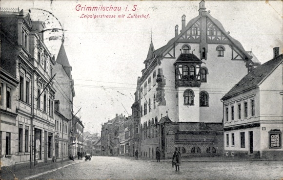 Ak Crimmitschau in Sachsen,  Leipzigerstraße, Lutherhof,  Gebäude
