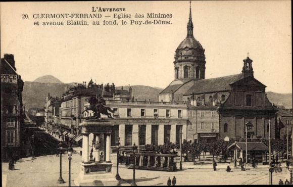 CPA Clermont Ferrand Puy de Dôme, Eglise des Minimes and Avenue Blattin