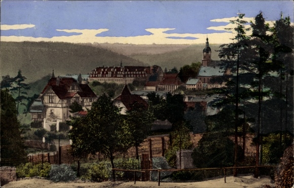 Ak Wechselburg in Sachsen, Blick auf den Ort mit Schloss und Kirche