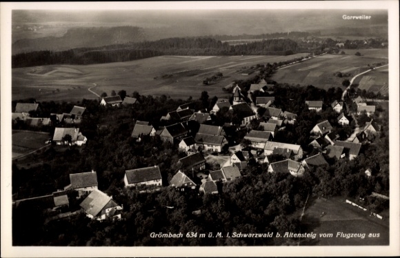 Postcard Grömbach in the Black Forest, aerial photograph