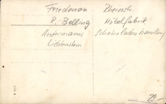 Photo Postcard Berlin Schöneberg Friedenau, Rheinstrasse, furniture factory R. Belling, shop Lichtenstein