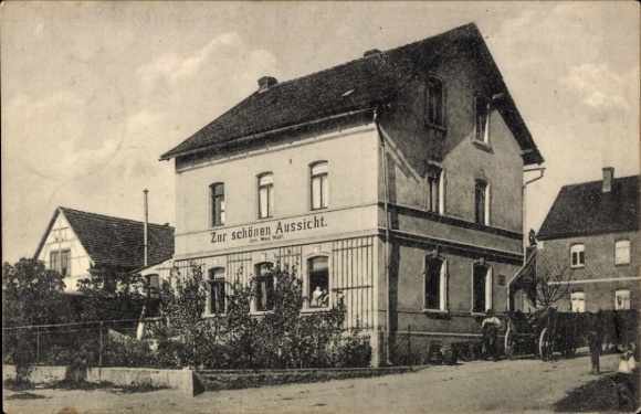 Ak Neunhofen Neustadt an der Orla, Gasthaus Zur schönen Aussicht,  Architektur, ländliche Szene