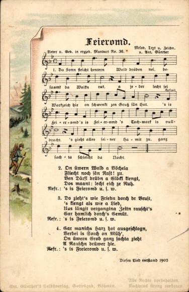 Song Postcard Feieromd, Anton Günther