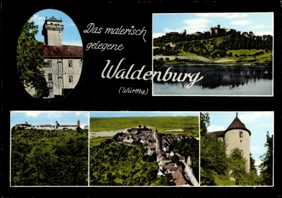 Picture Waldenburg in Saxony, picturesque landscape, castle view, city view, river