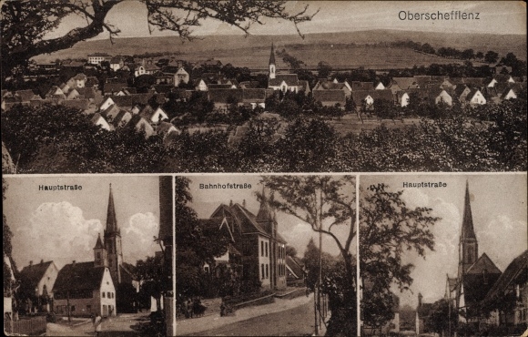 Postcard Oberschefflenz Schefflenz in the Neckar Odenwald district, city panorama, main street