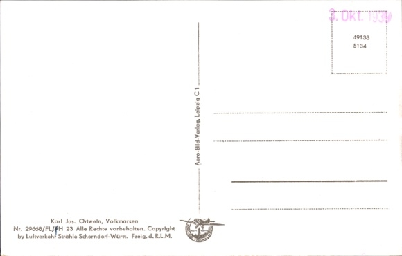 Postcard Volkmarsen in Hessen, Kugelsberg, aerial photograph