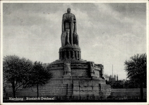 Postcard Hamburg Mitte St. Pauli, Bismarck Monument